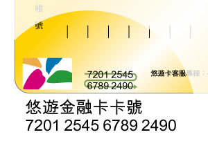悠遊金融卡圖例2,此悠遊卡卡號為:7201 2545 6789 2490