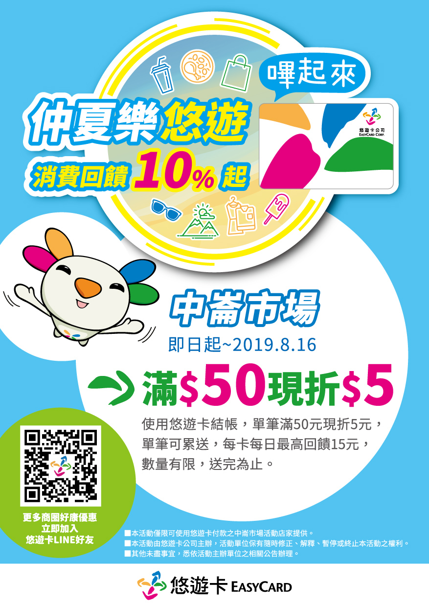 悠遊卡暑期商圈回饋 現折抽牌任你玩