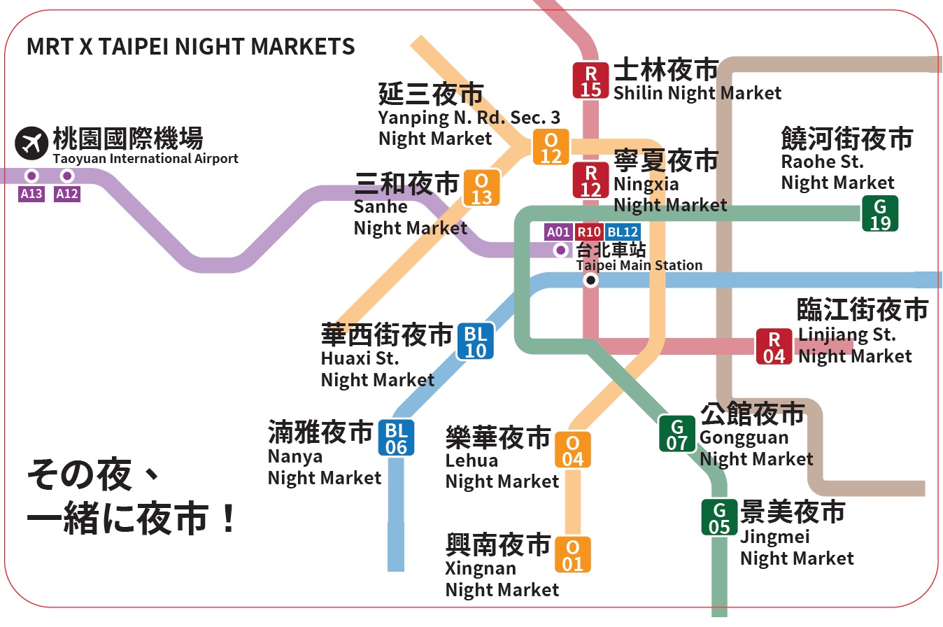 捷運路線圖悠遊卡-雙北夜市版/日文
