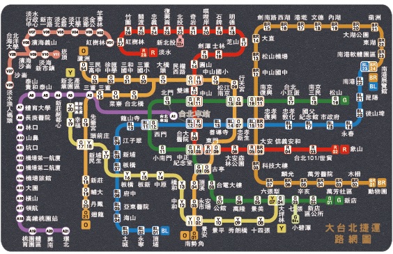 大台北捷運路網圖悠遊卡-黑