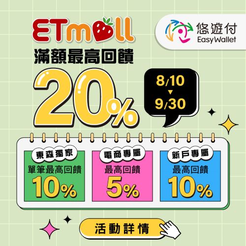 悠遊付攜手東森購物網　消費最高回饋20%