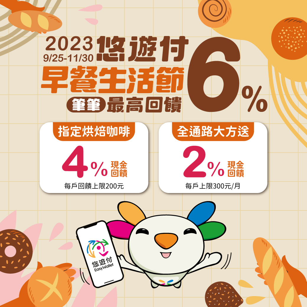 吃早餐用悠遊付PAY 享回饋高達6%