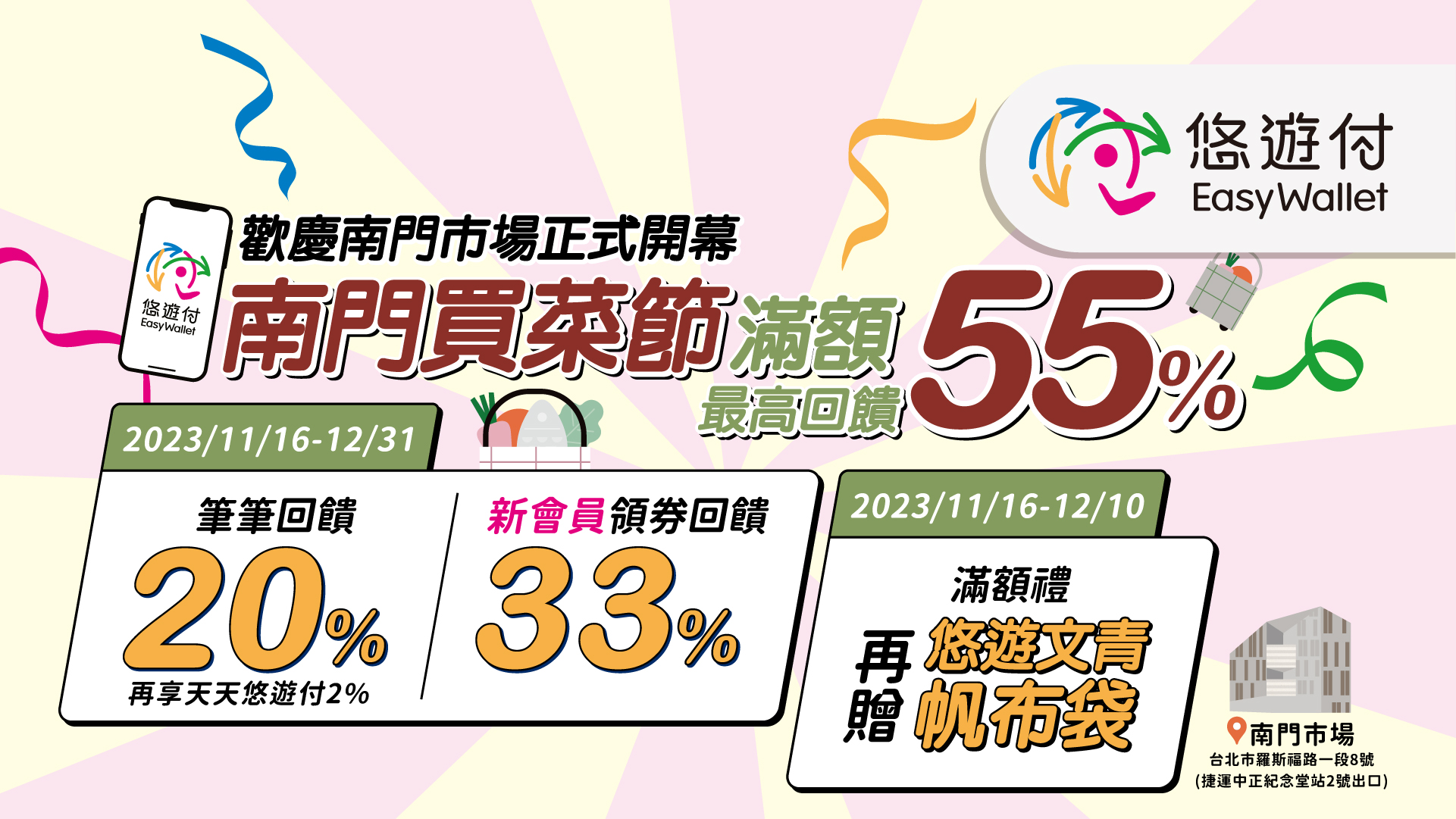  南門市場改建開幕 悠遊付消費滿額最高享55%回饋