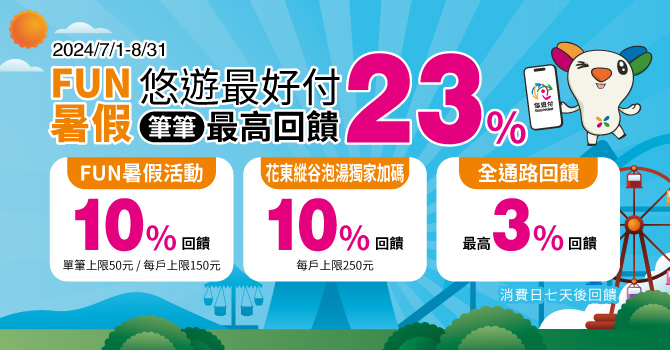 FUN暑假狂歡季 悠遊付熱情回饋最高飆23%