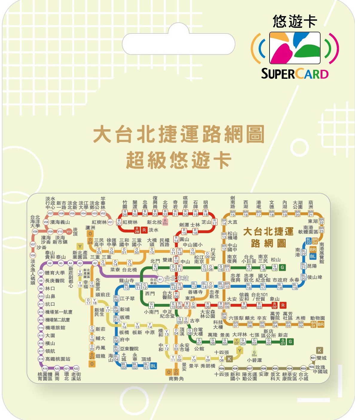 大台北捷運路網圖Supercard悠遊卡-粉黃