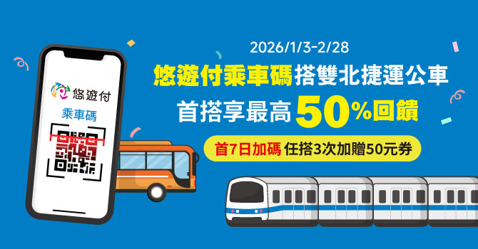 悠遊付乘車碼攻佔捷運公車 搶先祭出「轉乘優惠」一鍵進入乘車碼 首搭送50%回饋金